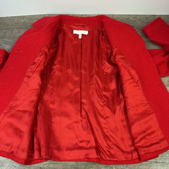 Escada Women’s Red Silk | Wool | Cashmere Blend Blazer -Made in Croatia Size 6 - Picture 3 of 10